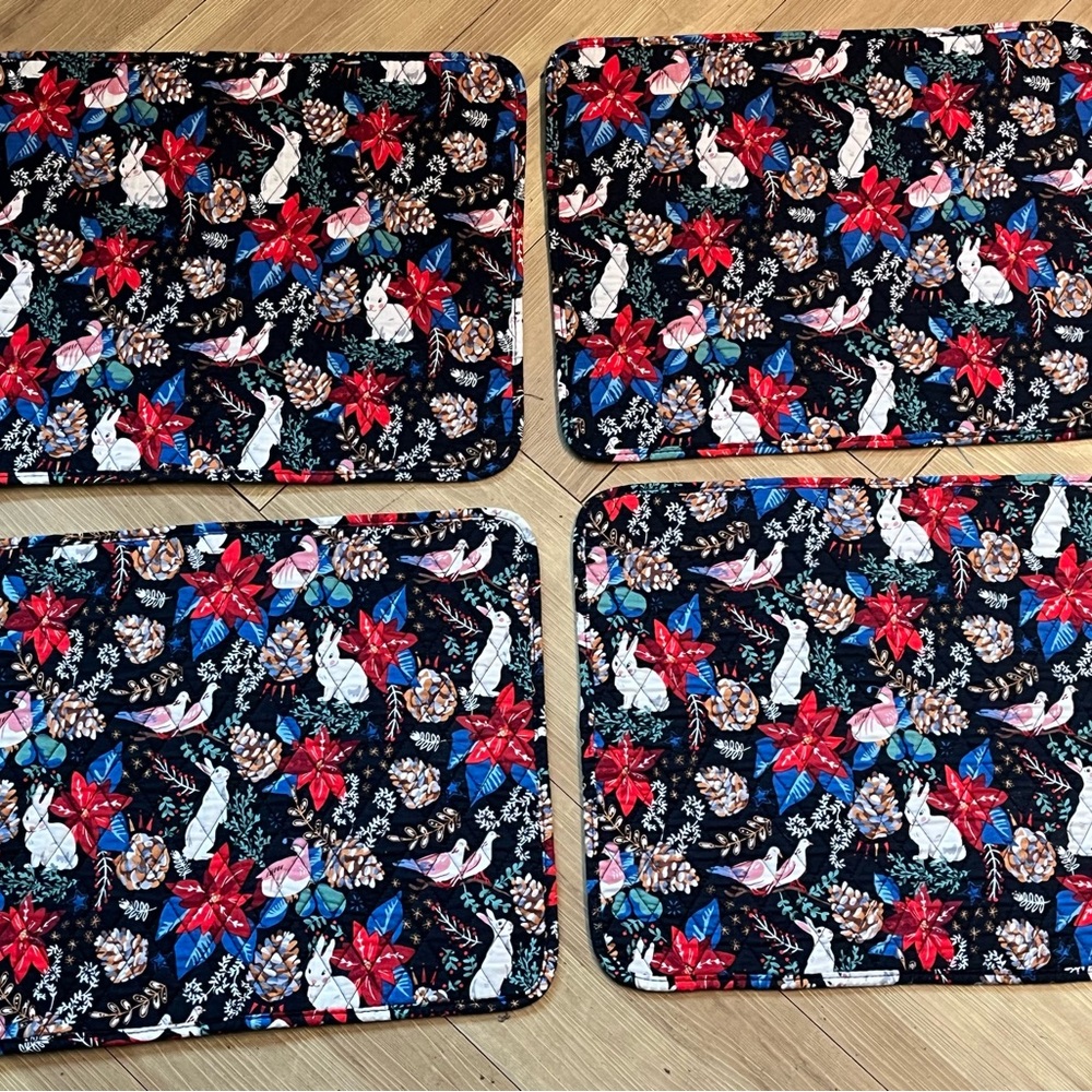 (4) Vera Bradley Winter Forest Quilted Placemats